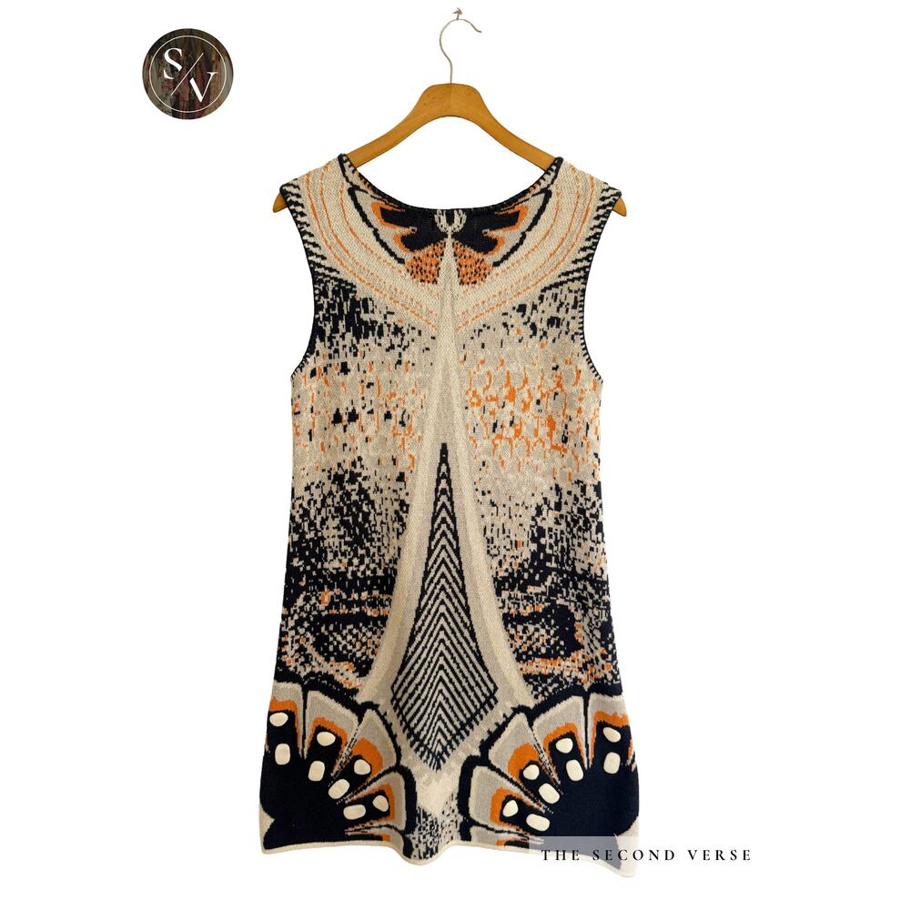 Cecilia Prado Knit Mini Dress Women‎ 3D Applique Orange Navy Cream Small